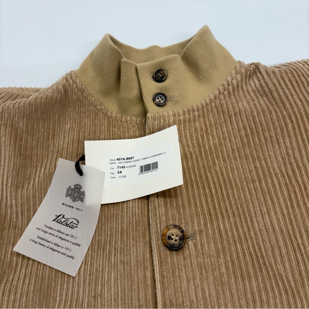 Valstar Milano 1911 Corduroy Jacket Almond Brown Size 54 Italy New with Tags - Picture 4 of 9